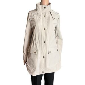 Kenneth Cole NY Ivory Utility Parka Coat Medium Removable Hood